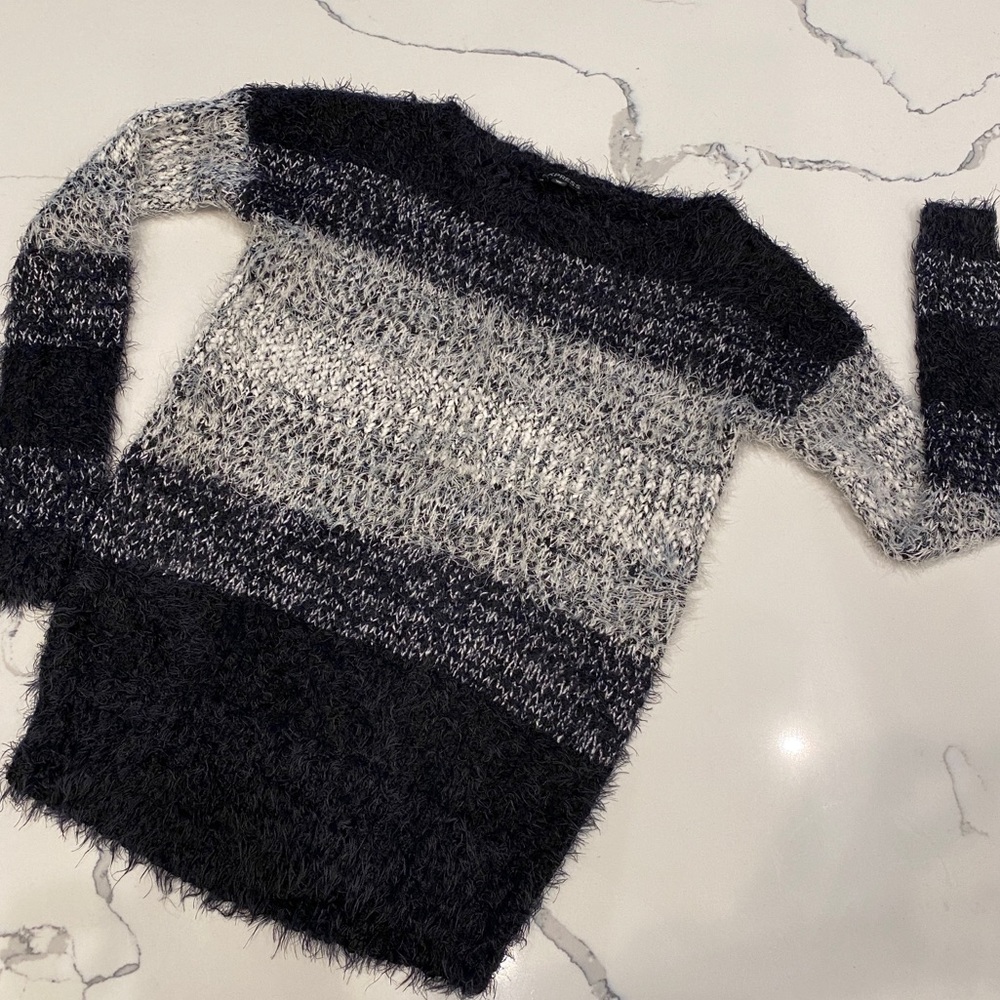 Express Black and Gray Crew Neck Sweater